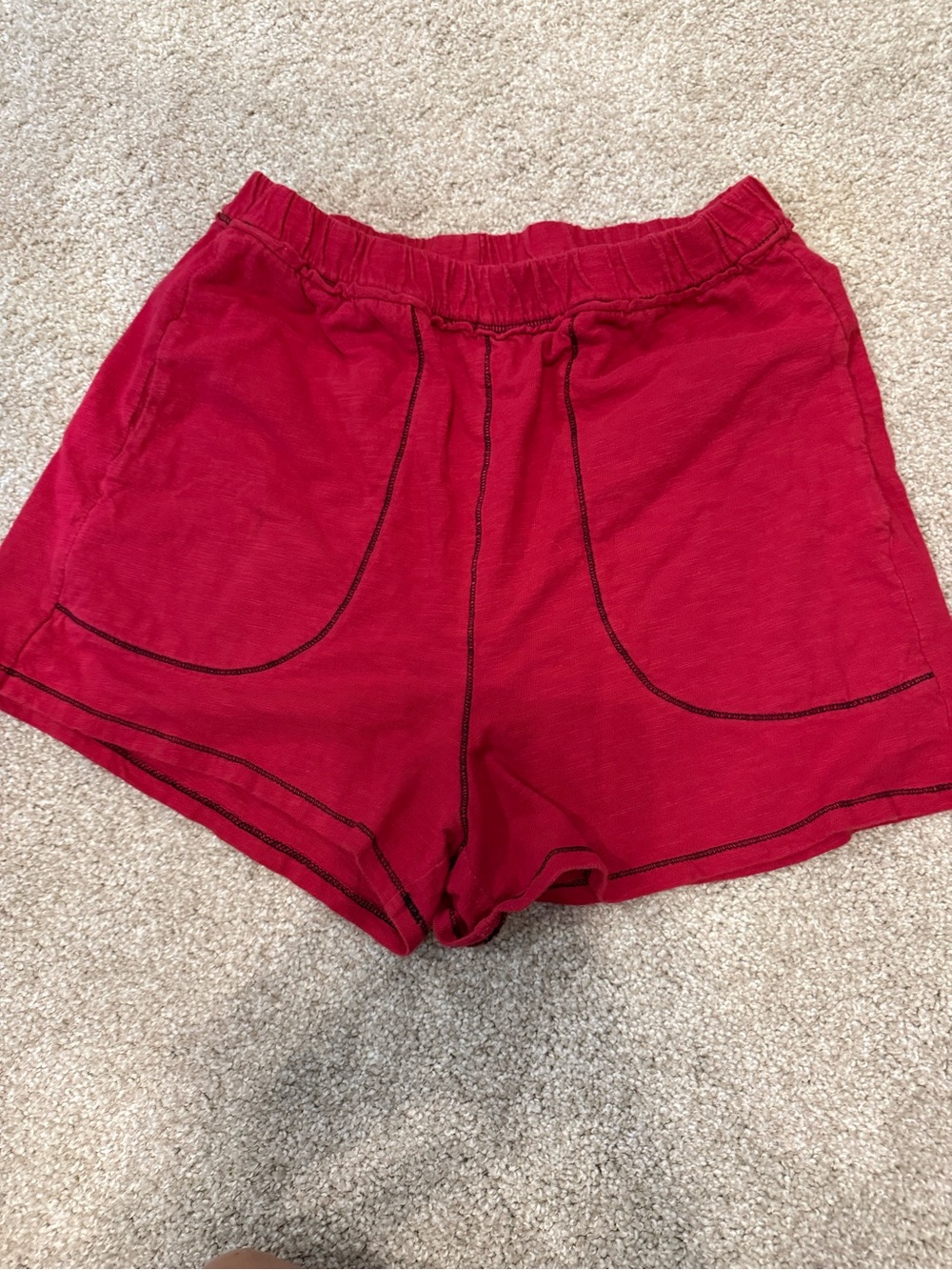 Zenana Outfitters Red Athletic Drawstring Pocket Shorts